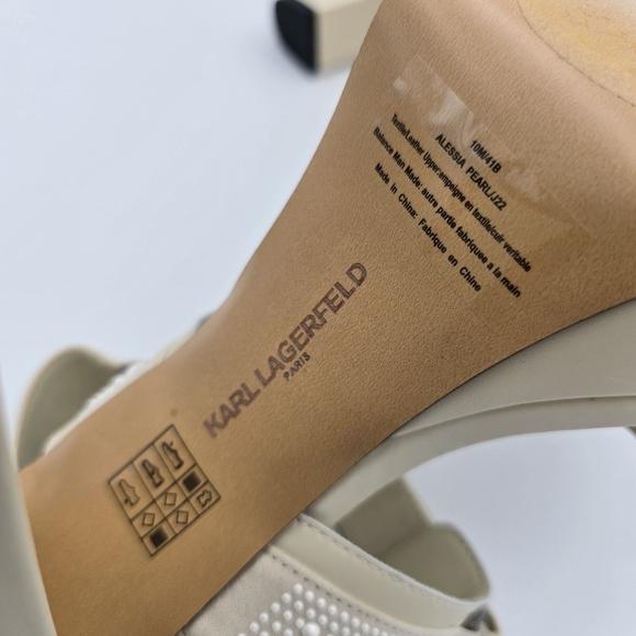 NWOT Karl Lagerfeld Paris Alessia Pearl Platform Sandals, Women's 10 - Picture 14 of 16